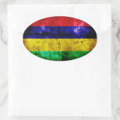 Sticker Ovale Drapeau patiné Maurice (Sac)