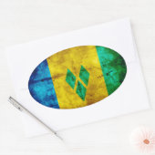 Sticker Ovale Drapeau patiné Saint-Vincent (Enveloppe)