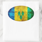 Sticker Ovale Drapeau patiné Saint-Vincent (Sac)