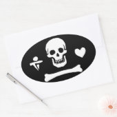 Sticker Ovale Drapeau Pirate De Stede Bonnet (Enveloppe)