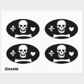 Sticker Ovale Drapeau Pirate De Stede Bonnet (Feuille)