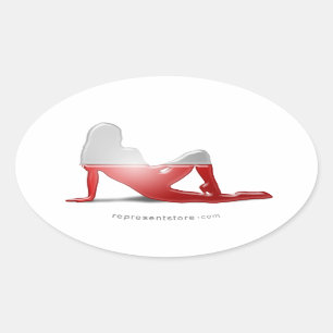 Sticker Ovale Drapeau polonais de silhouette de fille
