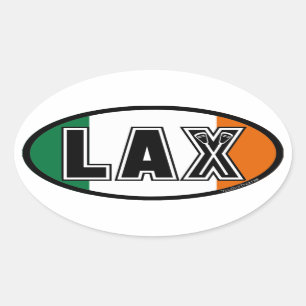 Sticker Ovale Drapeau relâché de l'Irlande de lacrosse