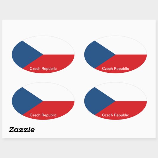 Sticker Ovale Drapeau République tchèque (Feuille)