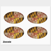 Sticker Ovale Drapeau robuste du Maryland (Feuille)