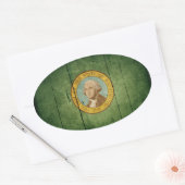 Sticker Ovale Drapeau robuste Wood Washington (Enveloppe)