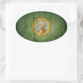Sticker Ovale Drapeau robuste Wood Washington (Sac)