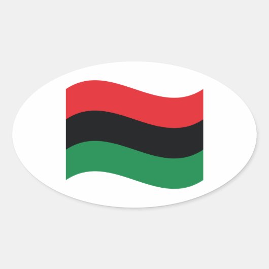 Sticker Ovale Drapeau rouge, noir et vert (Devant)