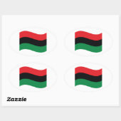 Sticker Ovale Drapeau rouge, noir et vert (Feuille)