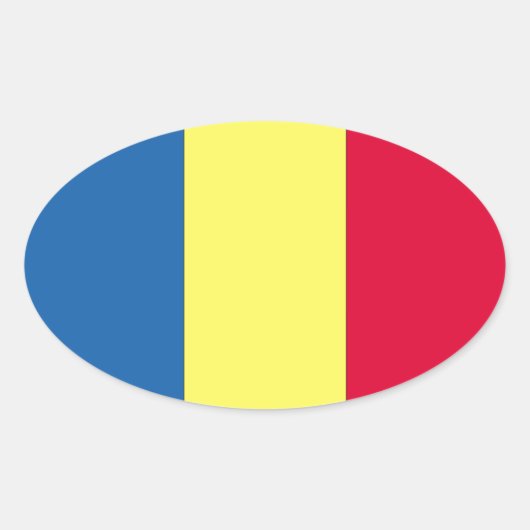 Sticker Ovale Drapeau roumain (Devant)