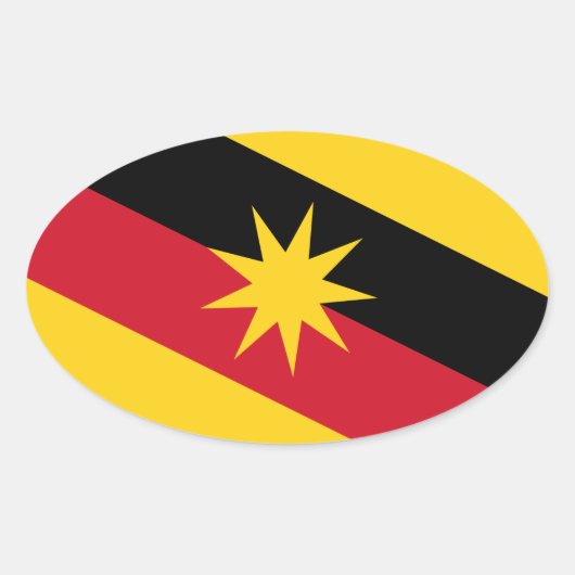 Sticker Ovale Drapeau Sarawak - MALAISIE (Devant)