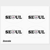 Sticker Ovale Drapeau Seoul Love Heart Taegeukgi (Feuille)