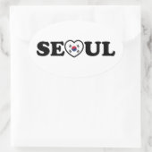 Sticker Ovale Drapeau Seoul Love Heart Taegeukgi (Sac)