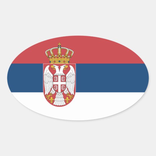 Sticker Ovale Drapeau serbe (Devant)