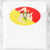 Sticker Ovale Drapeau Sicile (Italie) (Sac)