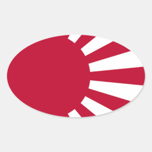 Sticker Ovale Drapeau Soleil Levant japonais