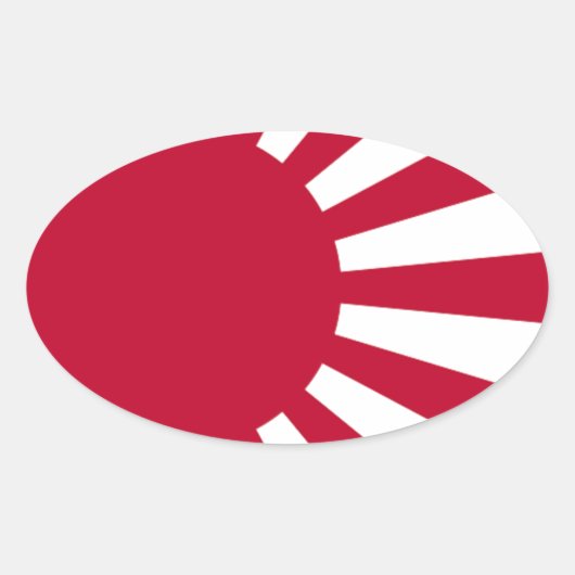 Sticker Ovale Drapeau Soleil Levant japonais (Devant)