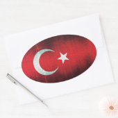 Sticker Ovale Drapeau stylisé de Turquie (Enveloppe)