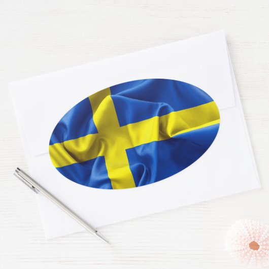 Sticker Ovale Drapeau Suède (Enveloppe)
