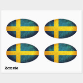 Sticker Ovale Drapeau suédois (Feuille)