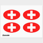 Sticker ovale Drapeau Suisse (Feuille)