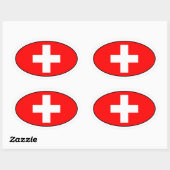 Sticker ovale Drapeau Suisse (Feuille)