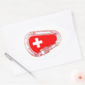 Sticker Ovale Drapeau Suisse Escalade carabiner (Enveloppe)