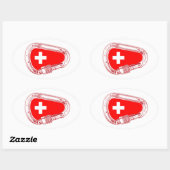 Sticker Ovale Drapeau Suisse Escalade carabiner (Feuille)