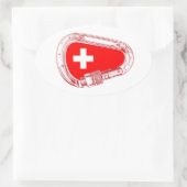 Sticker Ovale Drapeau Suisse Escalade carabiner (Sac)