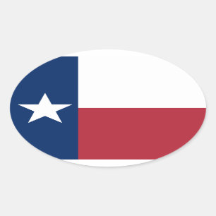 Sticker Ovale Drapeau Texas Rouge Blanc Bleu
