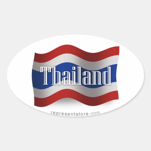 Sticker Ovale Drapeau Thaïlande (Devant)