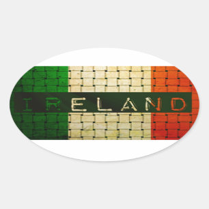 Sticker Ovale Drapeau tissé irlandais