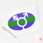 STICKER OVALE DRAPEAU TRIGENDER ET SYMBOLE (Enveloppe)