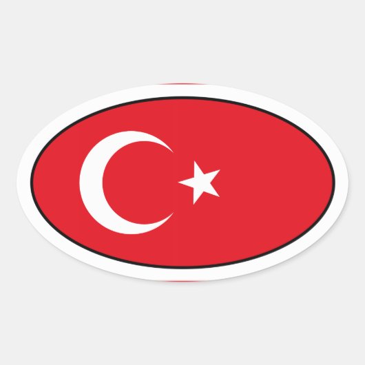 Sticker ovale Drapeau Turquie (Devant)