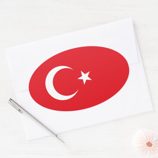 Sticker ovale Drapeau Turquie (Enveloppe)