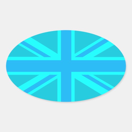 Sticker Ovale Drapeau Turquoise Union Jack (Devant)