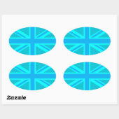 Sticker Ovale Drapeau Turquoise Union Jack (Feuille)