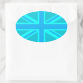 Sticker Ovale Drapeau Turquoise Union Jack (Sac)
