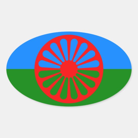Sticker Ovale Drapeau tzigane (Devant)