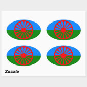 Sticker Ovale Drapeau tzigane (Feuille)