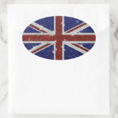 Sticker Ovale Drapeau Union Jack brillant parties scintillant (Sac)