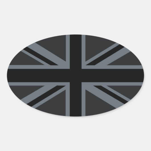 Sticker Ovale Drapeau Union Jack noir (Devant)