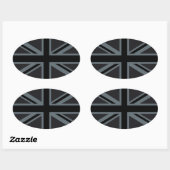 Sticker Ovale Drapeau Union Jack noir (Feuille)