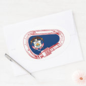 Sticker Ovale Drapeau Utah Escalade carabiner (Enveloppe)