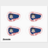 Sticker Ovale Drapeau Utah Escalade carabiner (Feuille)