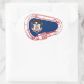 Sticker Ovale Drapeau Utah Escalade carabiner (Sac)