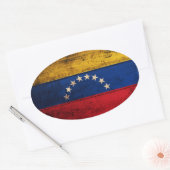 Sticker Ovale Drapeau vénézuélien en bois (Enveloppe)