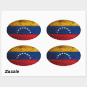Sticker Ovale Drapeau vénézuélien en bois (Feuille)