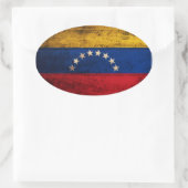 Sticker Ovale Drapeau vénézuélien en bois (Sac)