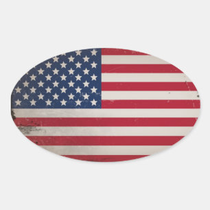 Sticker Ovale Drapeau vintage des États-Unis